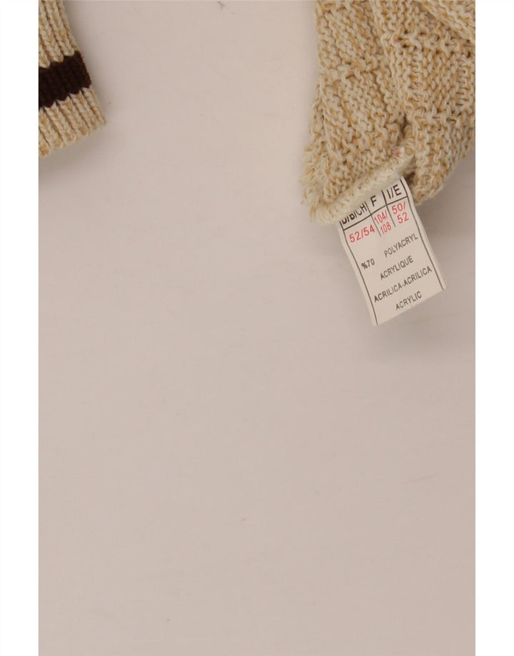 Męski sweter z okrągłym dekoltem w stylu VINTAGE IT 52 XL Beżowy poliakryl