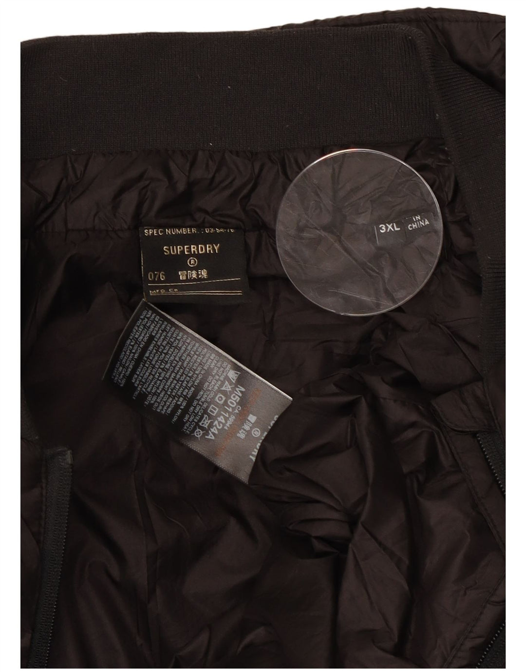 SUPERDRY Męska ocieplana kurtka UK 46 3XL Czarny nylon