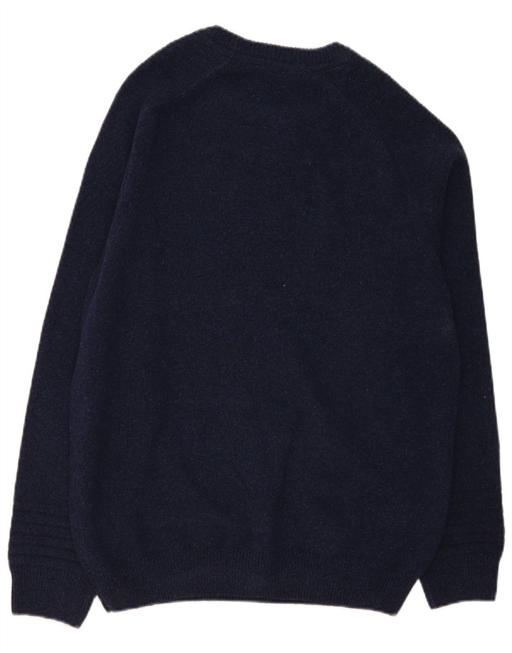 Męski sweter z okrągłym dekoltem Lyle & Scott, duży, granatowy, wełniany