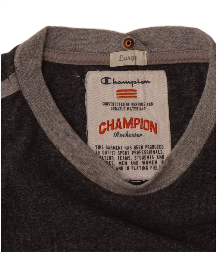 Męski T-shirt Champion z grafiką, duży, szary, bawełniany