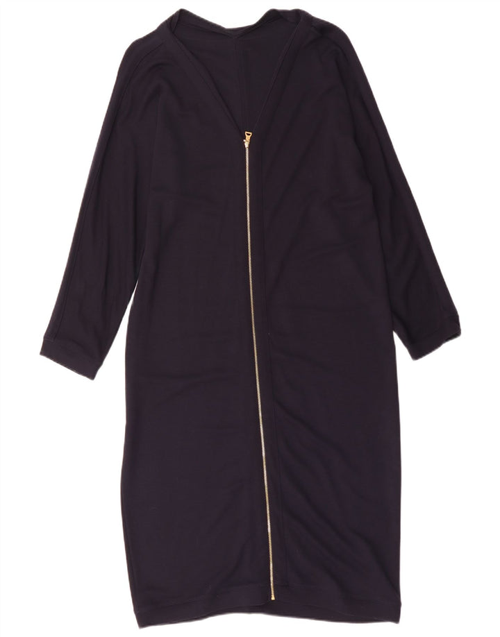 Damska sukienka podstawowa z długim rękawem Jaeger UK 16, duża, granatowa wiskoza