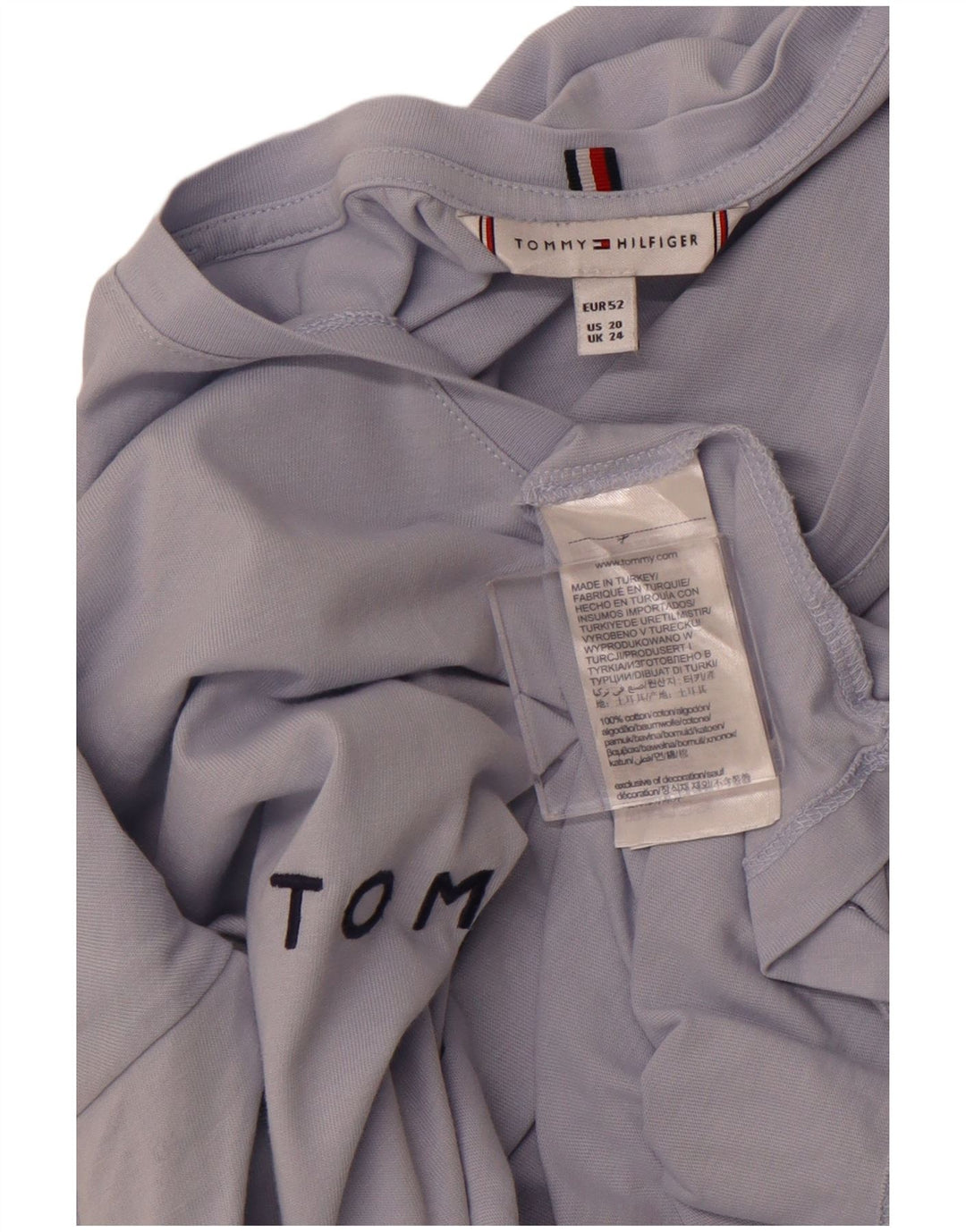 Damska koszulka z grafiką TOMMY HILFIGER Top UK 24 4XL Niebieska bawełna