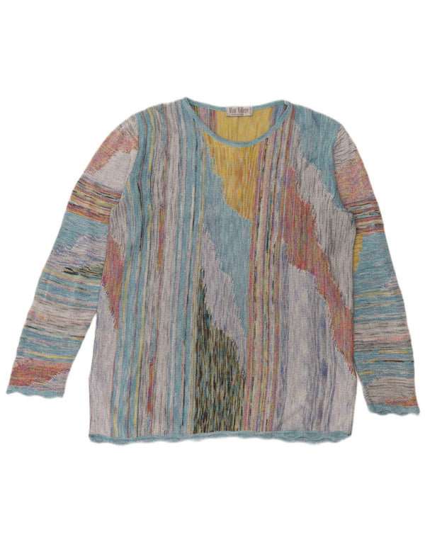 MARCAZZANI Damski sweter z okrągłym dekoltem UK 16, duży, wielokolorowy