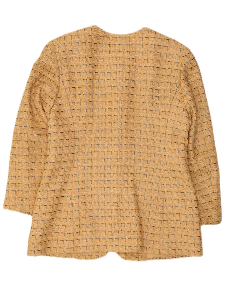 Damska marynarka Jaeger zapinana na 5 guzików UK 12, średnia żółta geometryczna bawełna