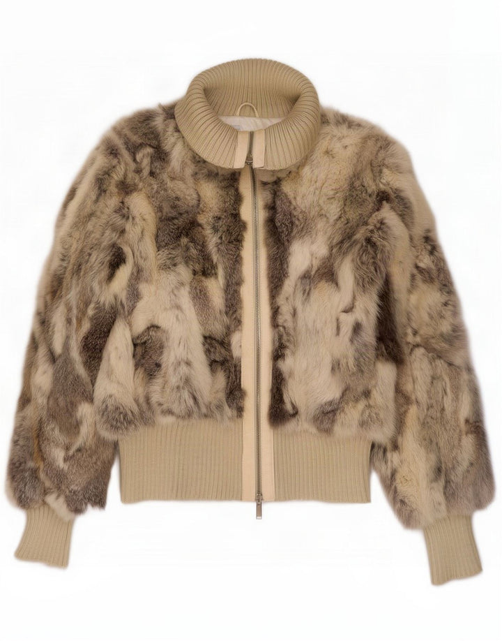 Conbipel Damska kurtka futrzana UK 14 Large Beige Leather