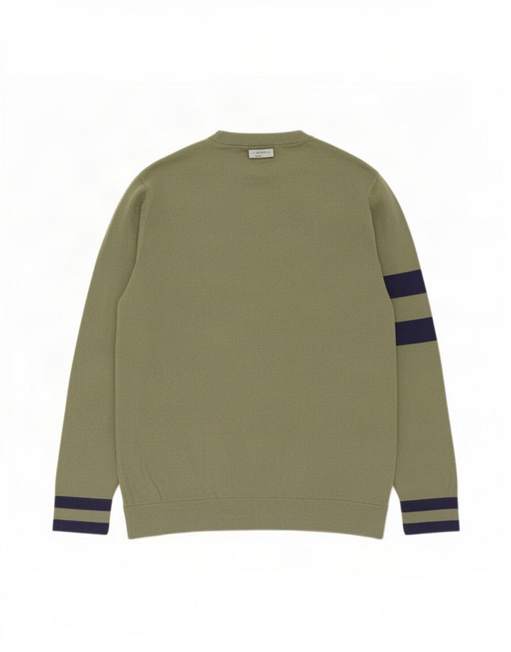 Męski sweter Puma z dekoltem w kształcie litery V, średniozielony, z blokami kolorów