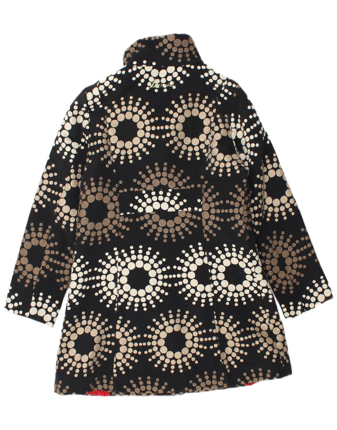 Desigual damski płaszcz EU 42, duży, czarny, w kwiaty, akryl