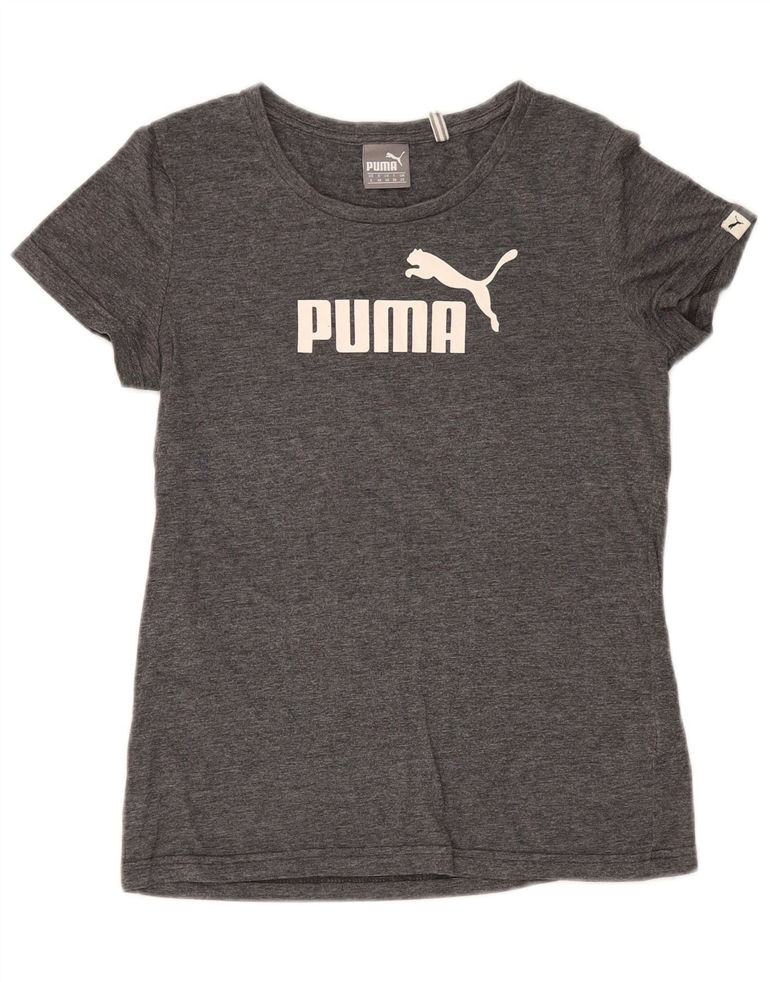 Damska koszulka z grafiką Puma Top UK 10, mała, szara, nakrapiana, poliester