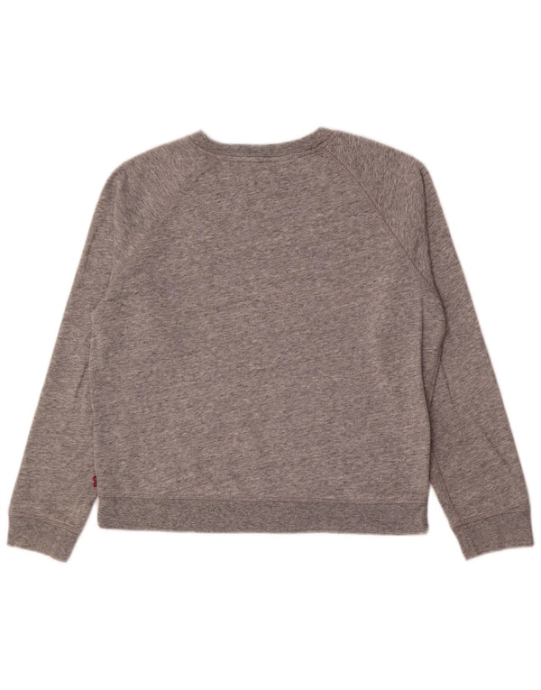 Levi's Womens Graphic Sweatshirt Jumper UK 14 Medium Grey Flecked