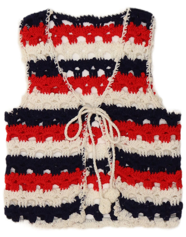 Vintage damski sweter bez rękawów, UK 8, małe, wielokolorowe paski