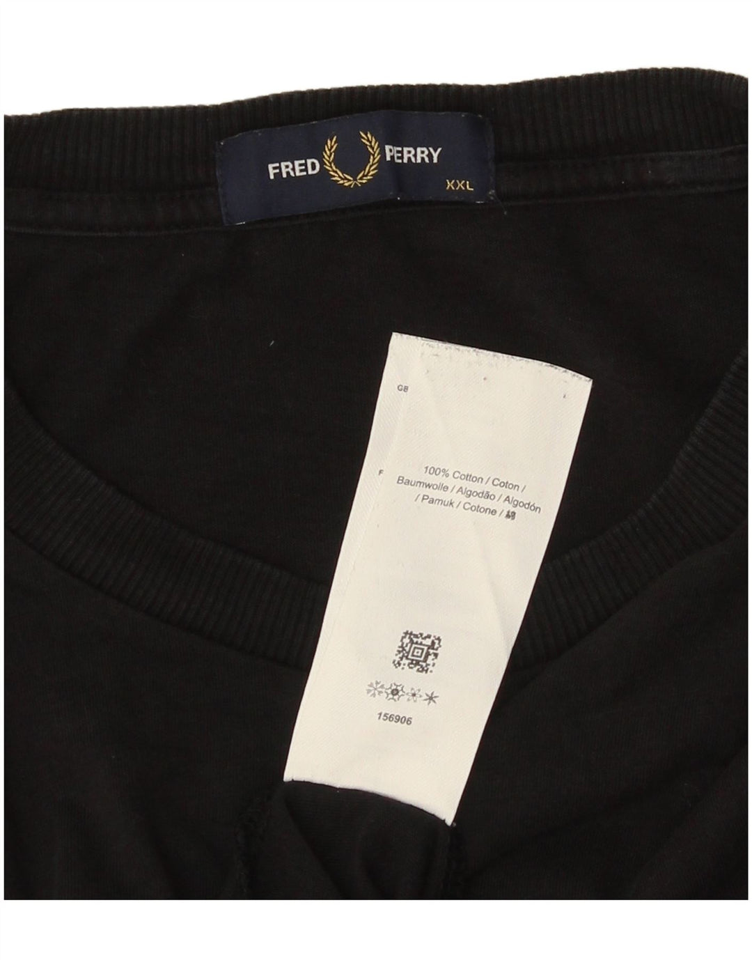 Męska koszulka z grafiką FRED PERRY Top 2XL, czarna bawełna