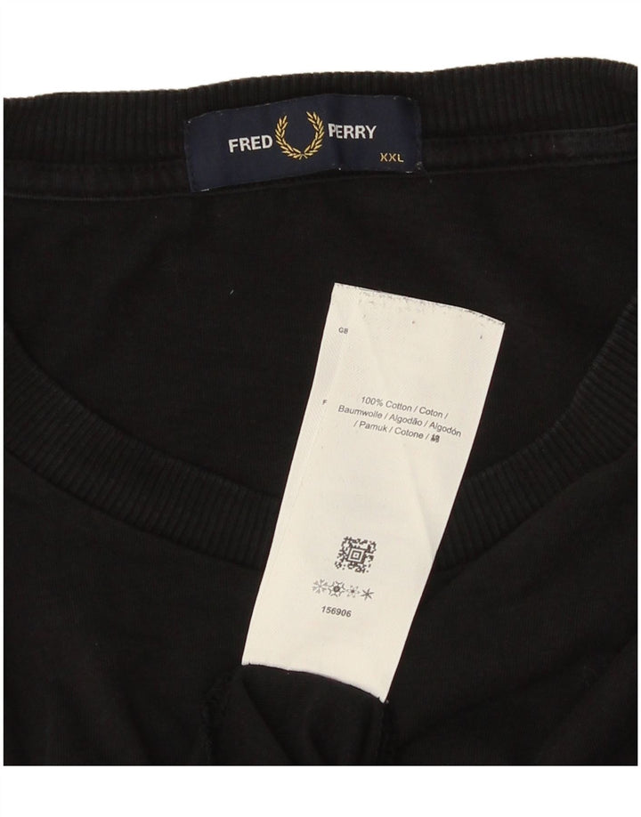 Męska koszulka z grafiką FRED PERRY Top 2XL, czarna bawełna