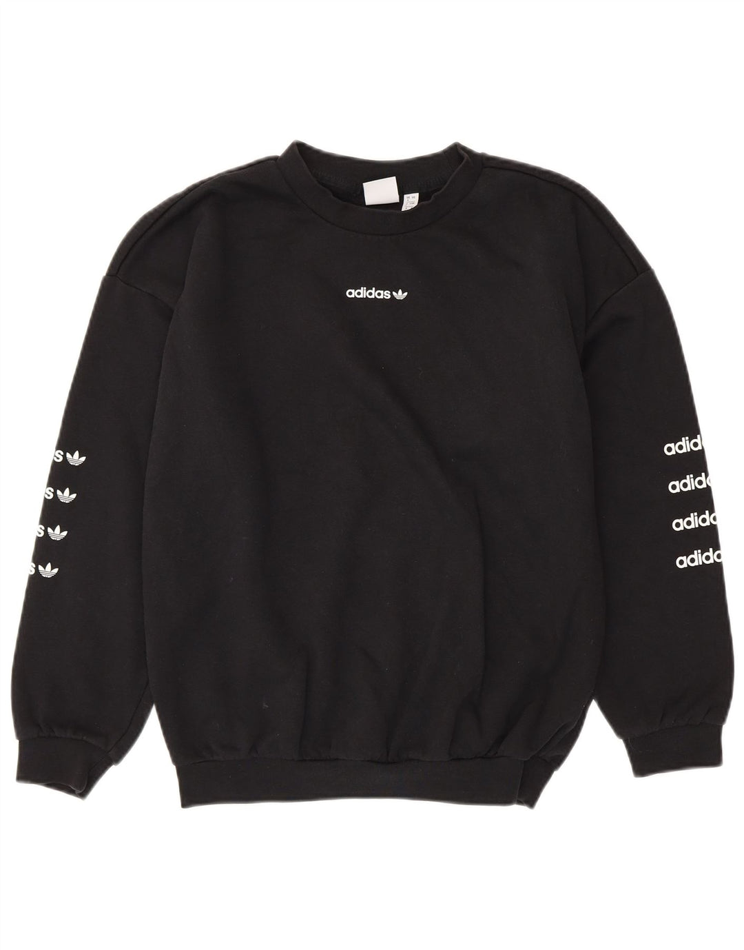 Damska bluza oversize ADIDAS z grafiką, UK 8, mała, czarna, bawełniana