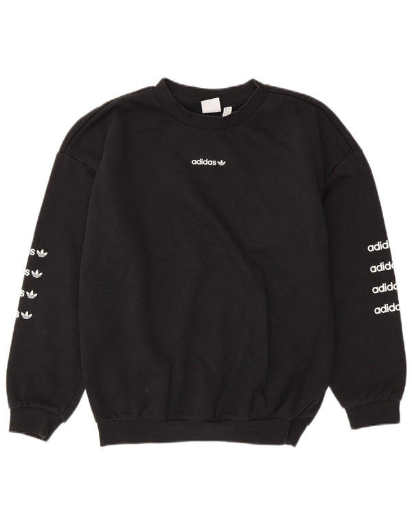 Damska bluza oversize ADIDAS z grafiką, UK 8, mała, czarna, bawełniana