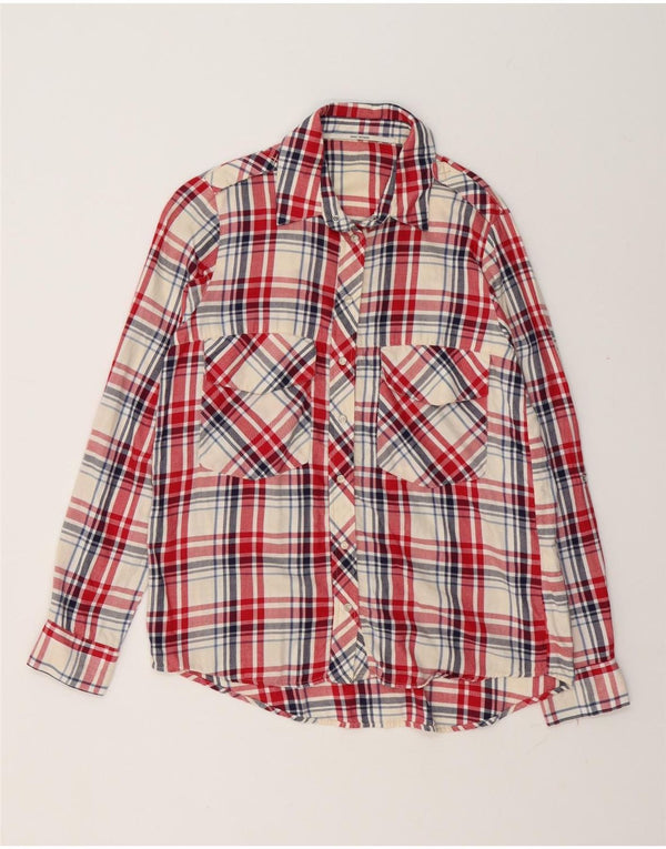 Damska koszula flanelowa Zara UK 14, bawełniana w średnią czerwoną kratkę