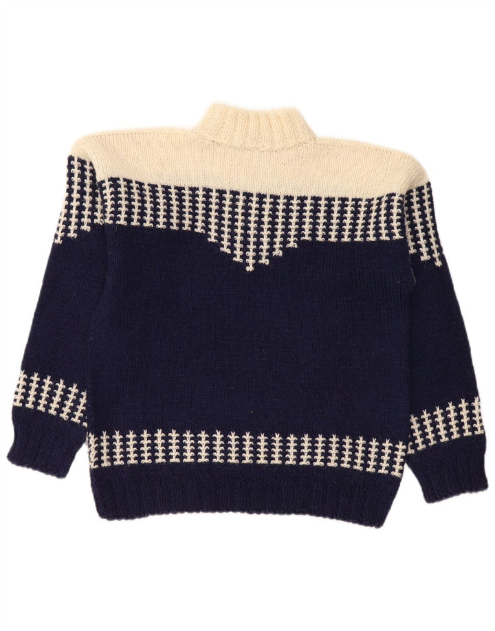 Sweter damski VINTAGE z golfem UK 14, średni granatowy