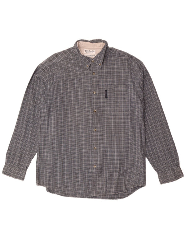 Columbia Mens Flannel Shirt Large Blue Check Cotton