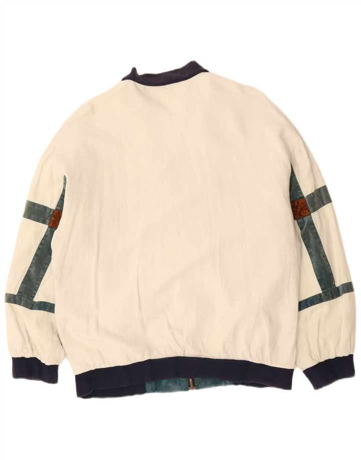 Męska kurtka bomberka o luźnym kroju VINTAGE UK 36, mała w kolorze złamanej bieli