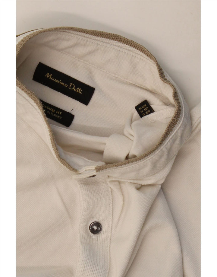 Męska koszulka polo o swobodnym kroju MASSIMO DUTTI, XL, biała