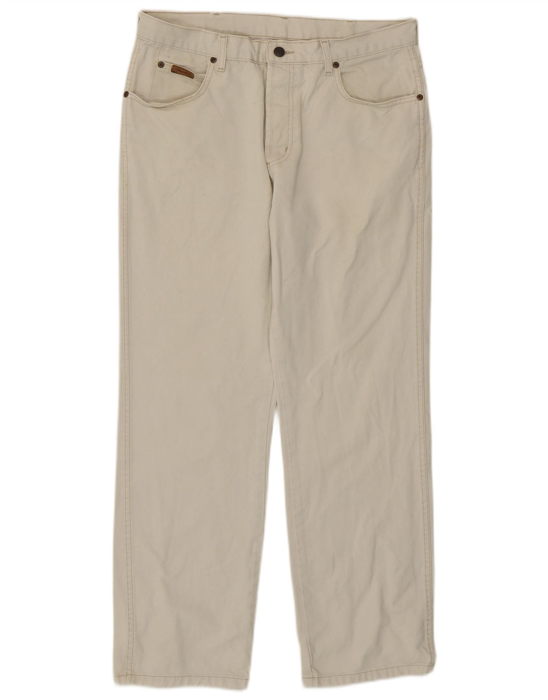 Męskie proste dżinsy Wrangler W34 L30 w kolorze złamanej bieli, bawełniane