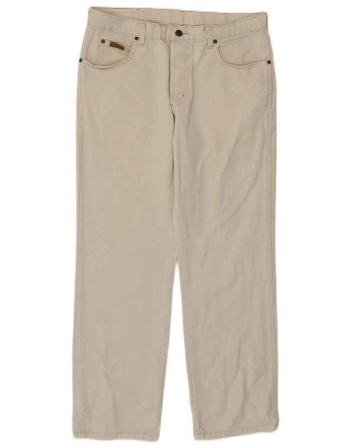 Męskie proste dżinsy Wrangler W34 L30 w kolorze złamanej bieli, bawełniane