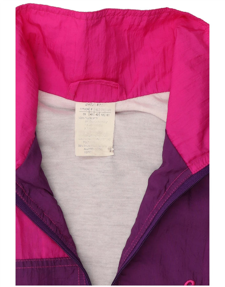 Vintage damski pełny dres UK 12, średni fiolet, poliamid blokowy