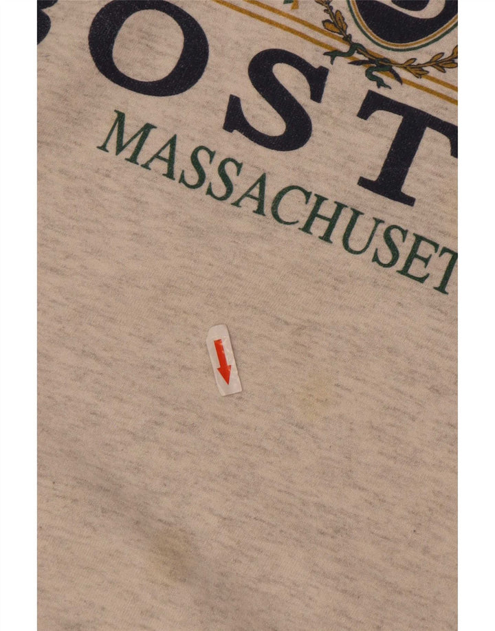 Męska bluza z grafiką Boston, sweter XL, szara bawełna