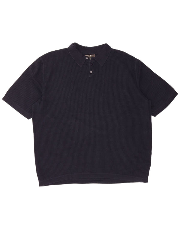 Męski sweter polo XL z krótkim rękawem i krótkim rękawem EDDIE BAUER, granatowy