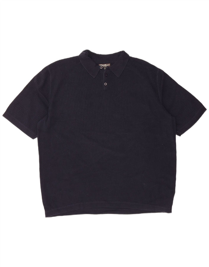 Męski sweter polo XL z krótkim rękawem i krótkim rękawem EDDIE BAUER, granatowy