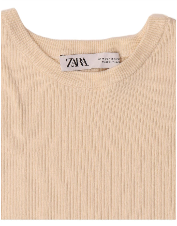 Damski krótki t-shirt Zara UK 12 średni beż
