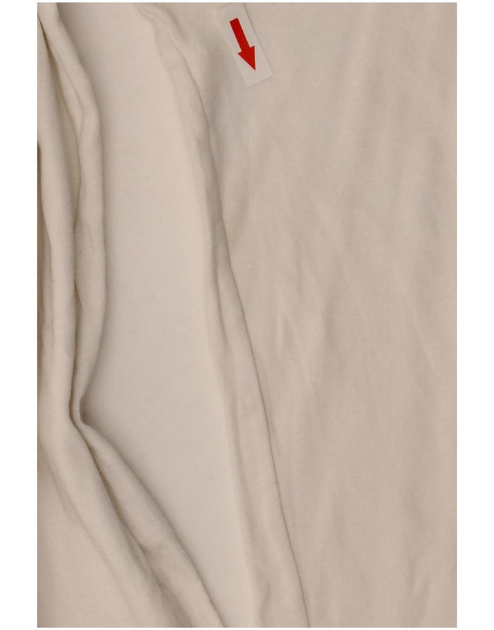 Top damski Benetton z rękawem 3/4, UK 14, duży, biały, bawełniany