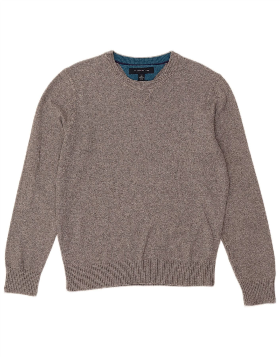 Męski sweter z okrągłym dekoltem Tommy Hilfiger, mały, szary, bawełniany
