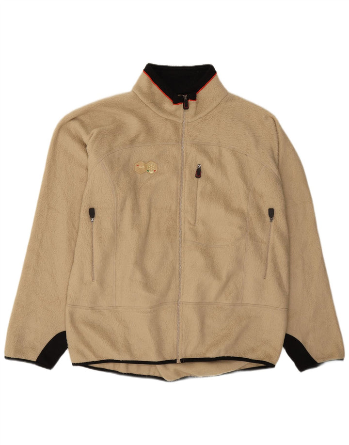 FILA Mens Fleece Jacket UK 44 2XL Beige Colourblock Polyester