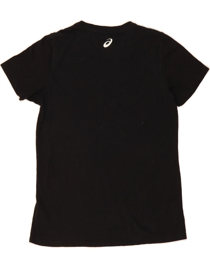 ASICS Womens Graphic T-Shirt Top UK 12 Medium Black Cotton Vintage Asics and Second-Hand Asics from Messina Hembry 