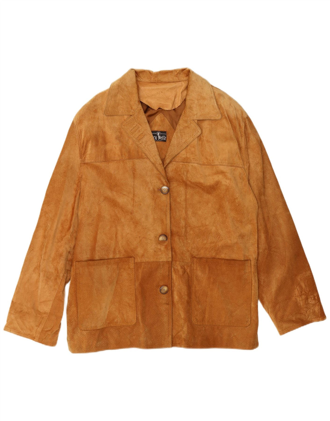 Damska kurtka zamszowa oversize Vera Pelle IT 48 XL, beżowa skóra