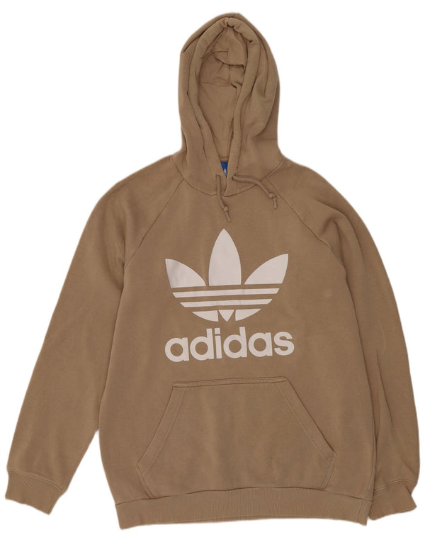 Męska bluza z kapturem Adidas Graphic, średnia beżowa bawełna