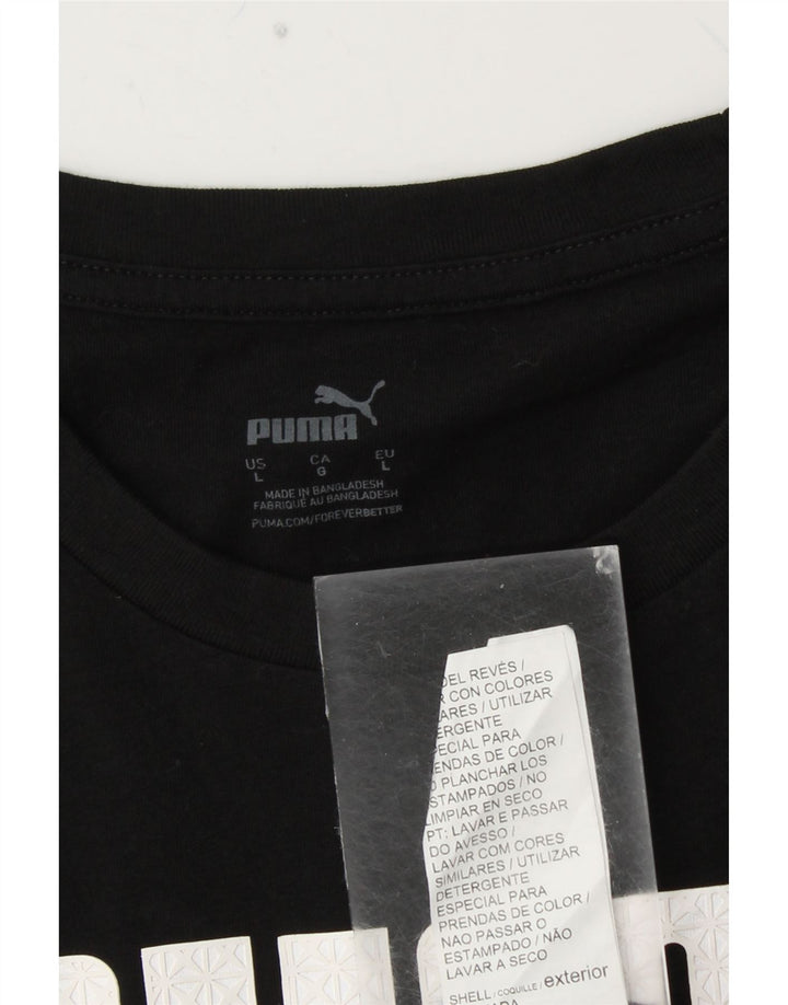 Męski T-shirt z grafiką PUMA, duży, czarny, bawełniany