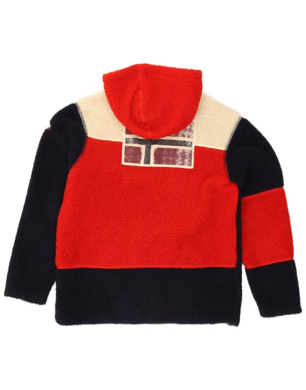 Męska kurtka polarowa z kapturem Napapijri UK 34 XS Czarny poliester z blokami kolorów