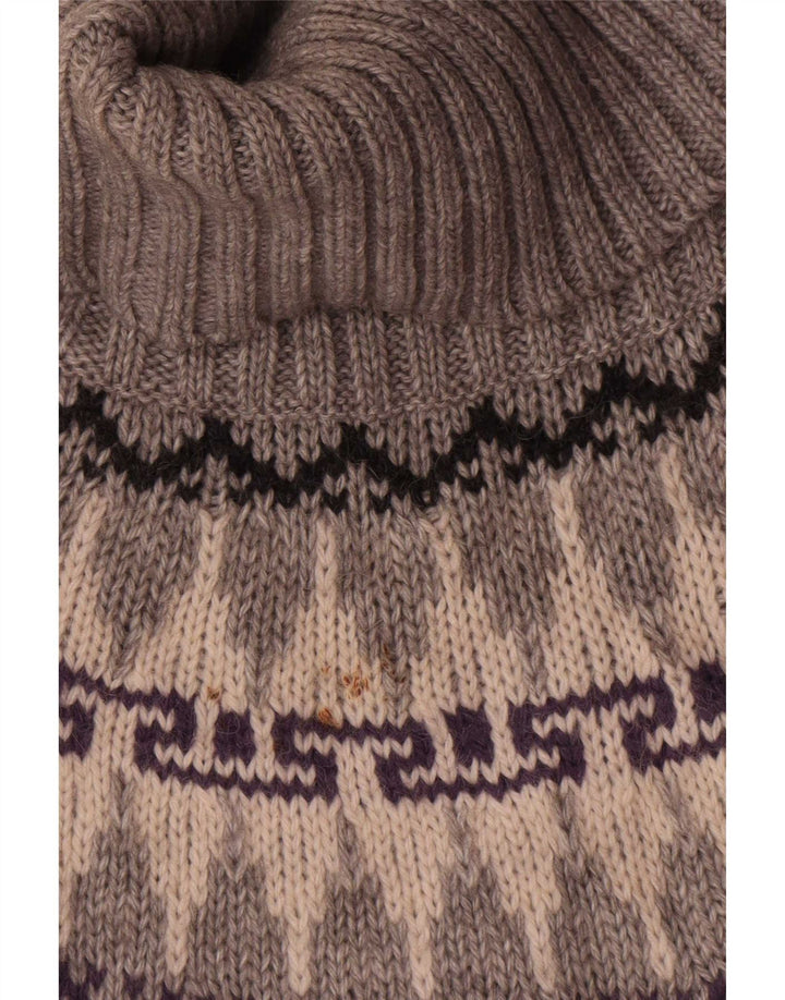 Marks & Spencer Damski sweter z golfem UK 12 Średni szary Fair Isle