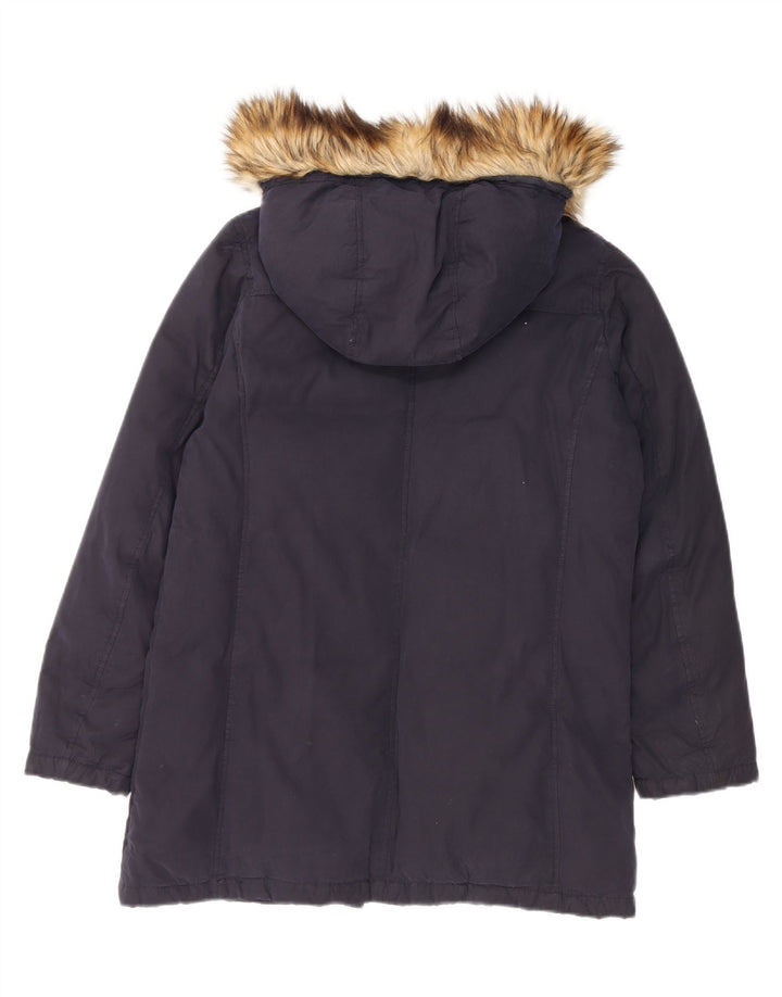 Damski płaszcz z kapturem, oversize, wyściełany Benetton UK 8, mały, granatowy