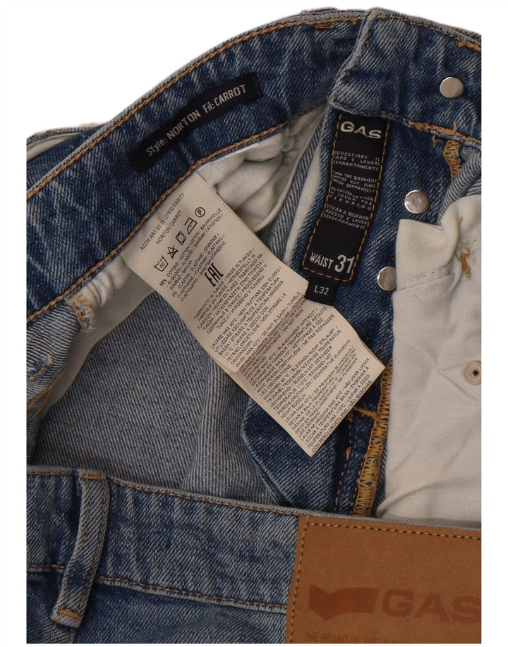 Męskie jeansy Gas Norton Carrot w trudnej sytuacji W31 L32, niebieska bawełna