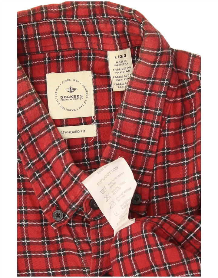 Męska koszula flanelowa Dockers o standardowym kroju, duża, bawełniana w czerwoną kratę