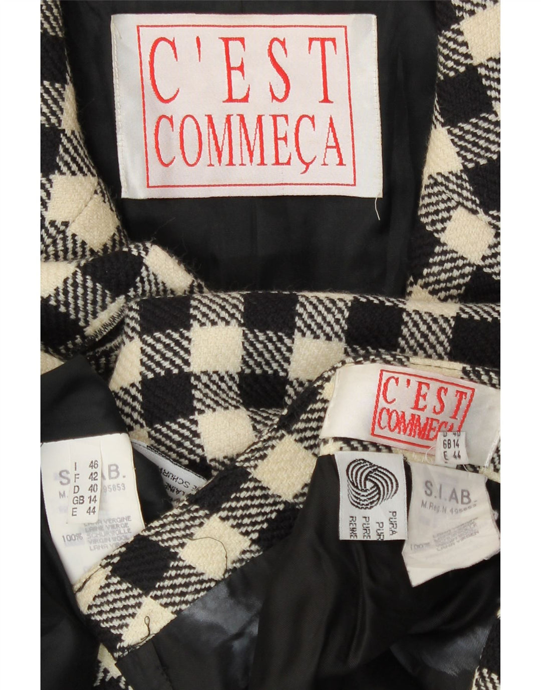 Dwuczęściowy zestaw spódnic damskich C'EST COMMECA UK 14 Medium W30 Czarna kratka
