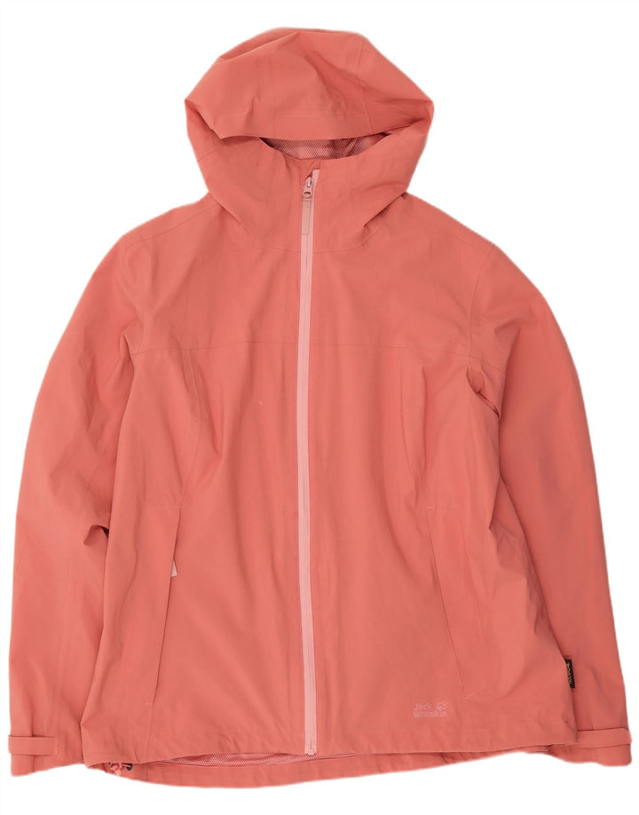 Damska kurtka przeciwdeszczowa z kapturem Jack Wolfskin UK 18 XL, różowy poliester