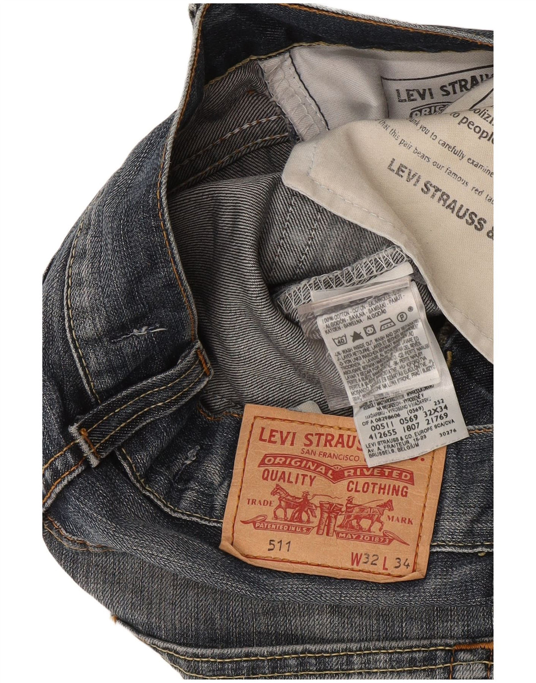 Damskie jeansy Levi's 511 Slim W32 L28 Granatowa bawełna