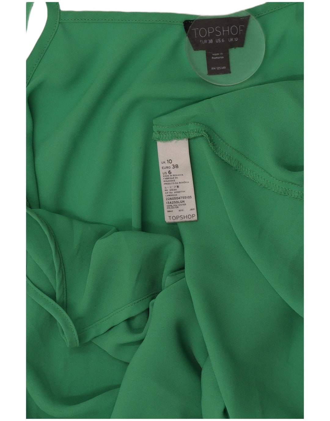 Topshop damski top na ramiączkach UK 10, mały, zielony, poliester