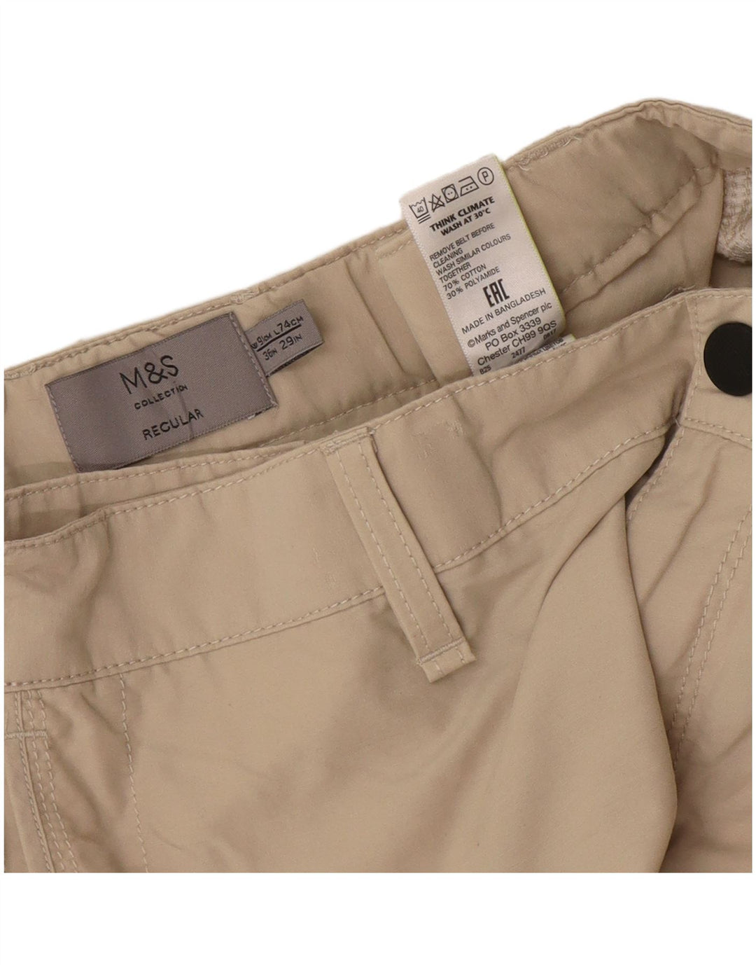 Marks & Spencer Męskie proste spodnie cargo W36 L29 Beżowa bawełna