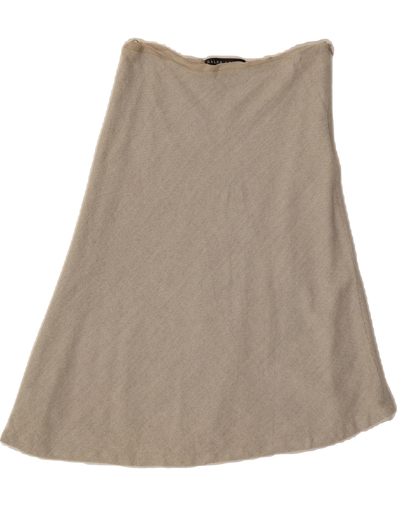 RALPH LAUREN Womens A-Line Skirt US 10 Large W32  Beige Wool Vintage Ralph Lauren and Second-Hand Ralph Lauren from Messina Hembry 