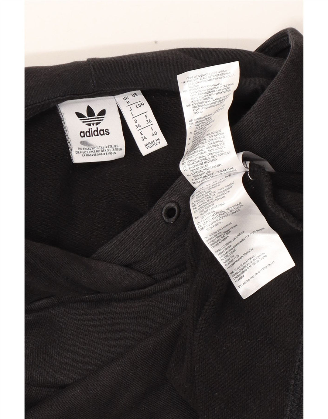 Damski sweter oversize z kapturem ADIDAS, UK 8, mały, czarny, bawełniany