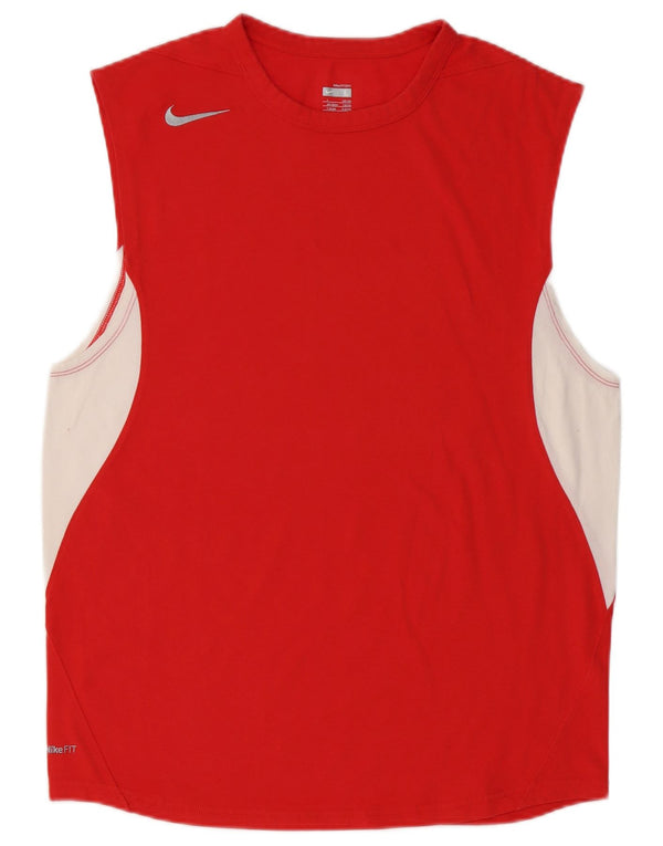 Koszulka męska Nike Vest UK 42/44, duża, czerwona, bawełniana, z blokami kolorów